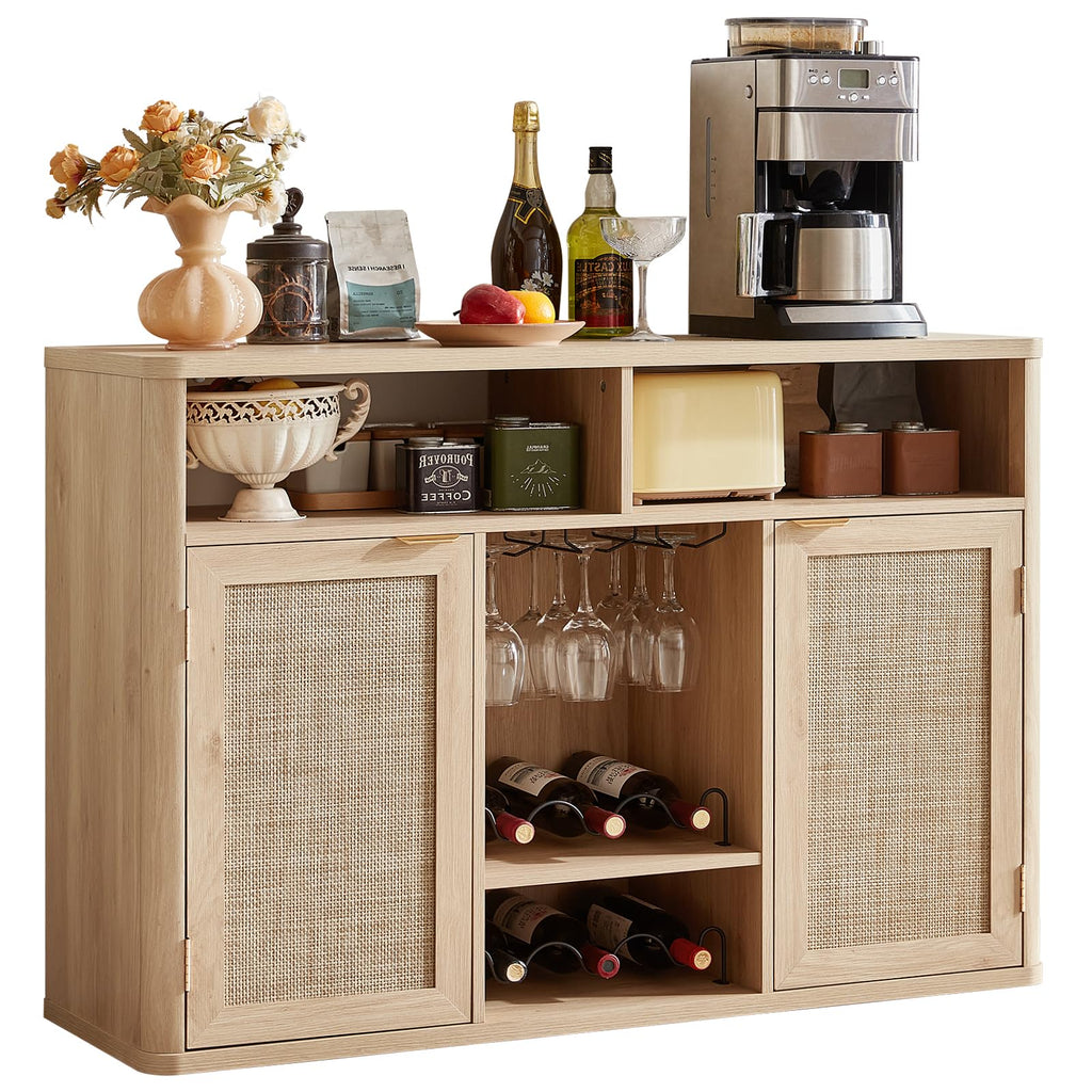 Rattan Wine Bar Cabinet with Storage Y317