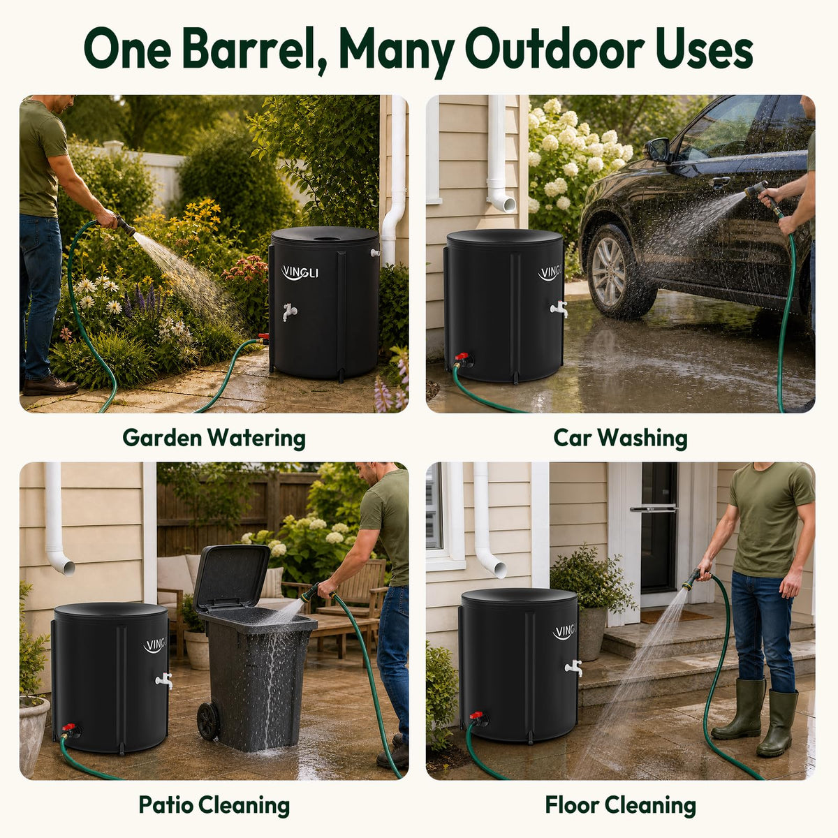 Collapsible 50 Gallon Rain Barrel E684077