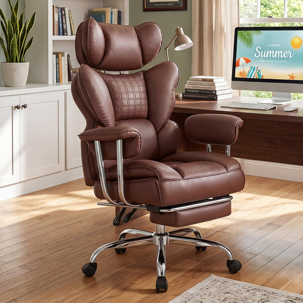Big and Tall Home Office Desk Chair with Footrest O132