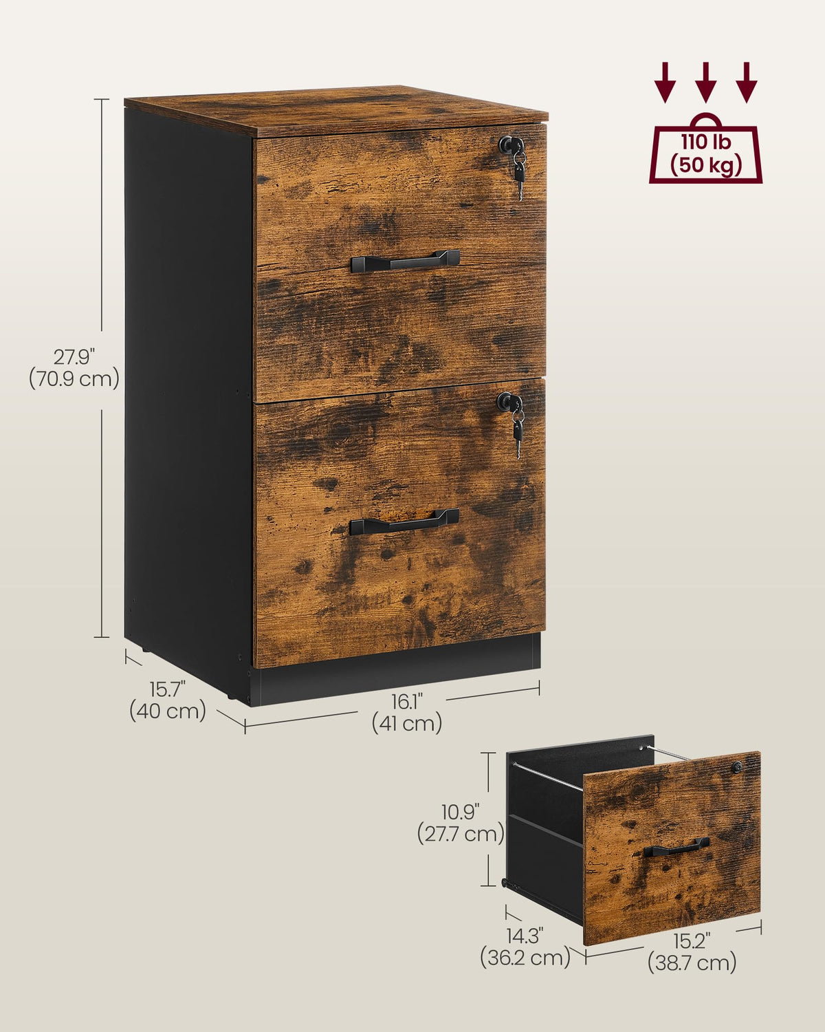 2 Drawer File Cabinet with Locks R340612