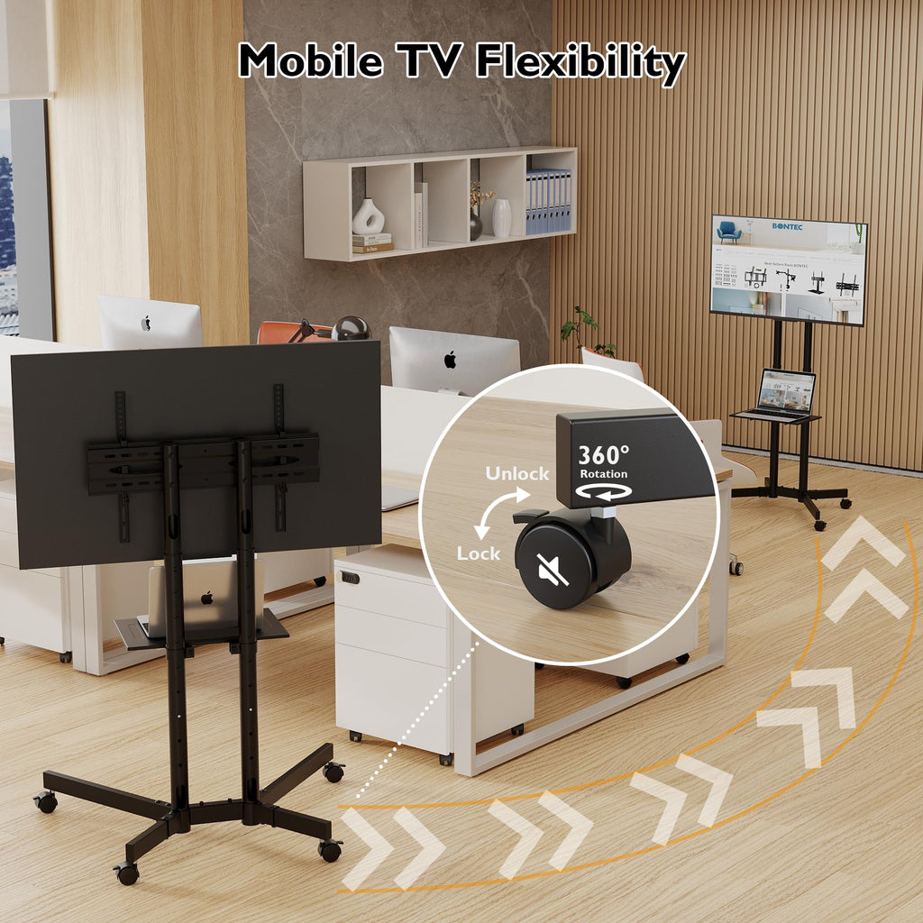 Rolling TV Stand with Tilt, Black S53501