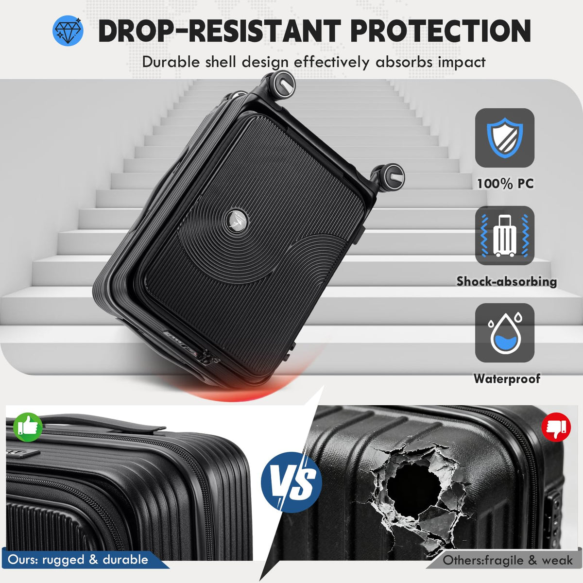 20 Inch Expandable Carry on Luggage U6785