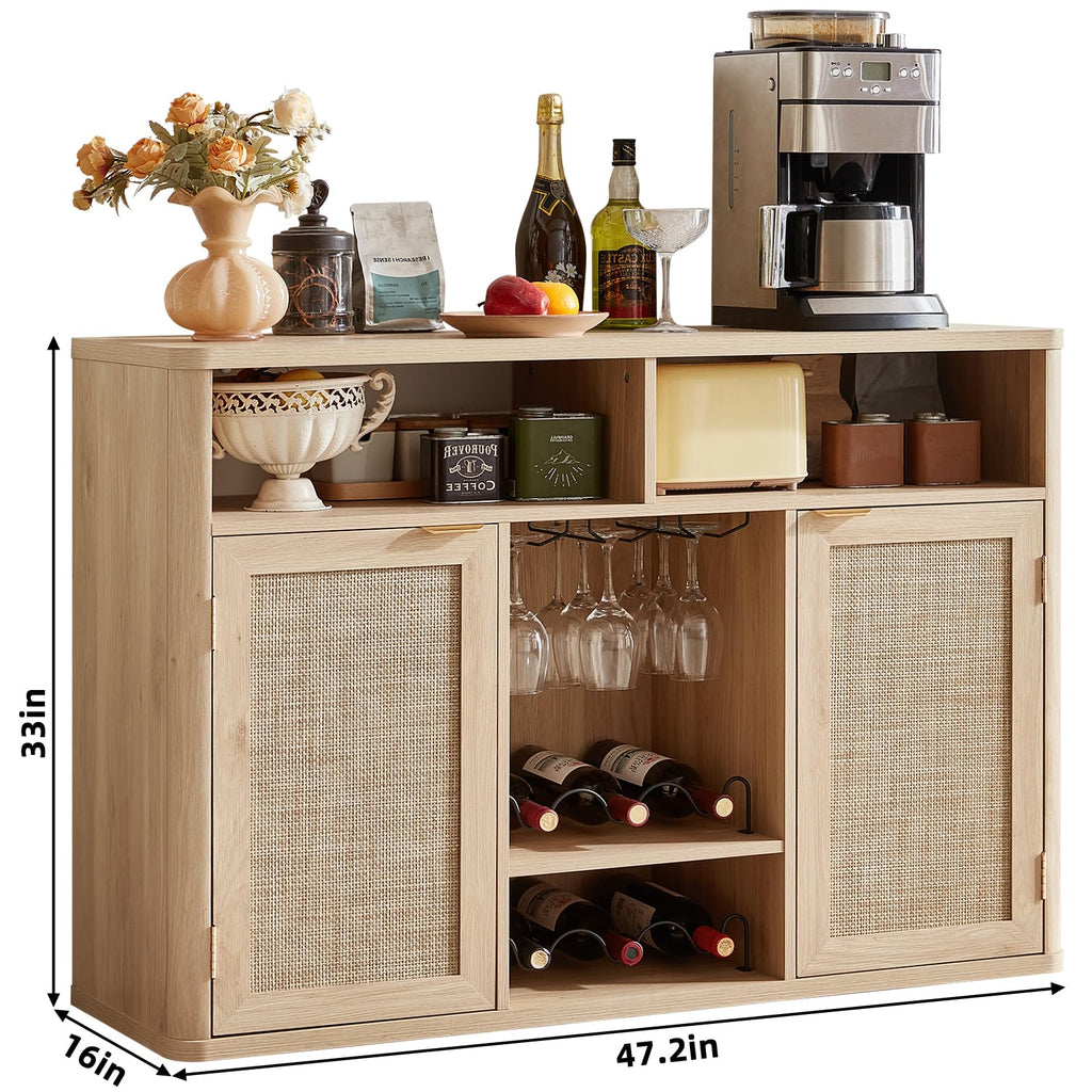 Rattan Wine Bar Cabinet with Storage Y317