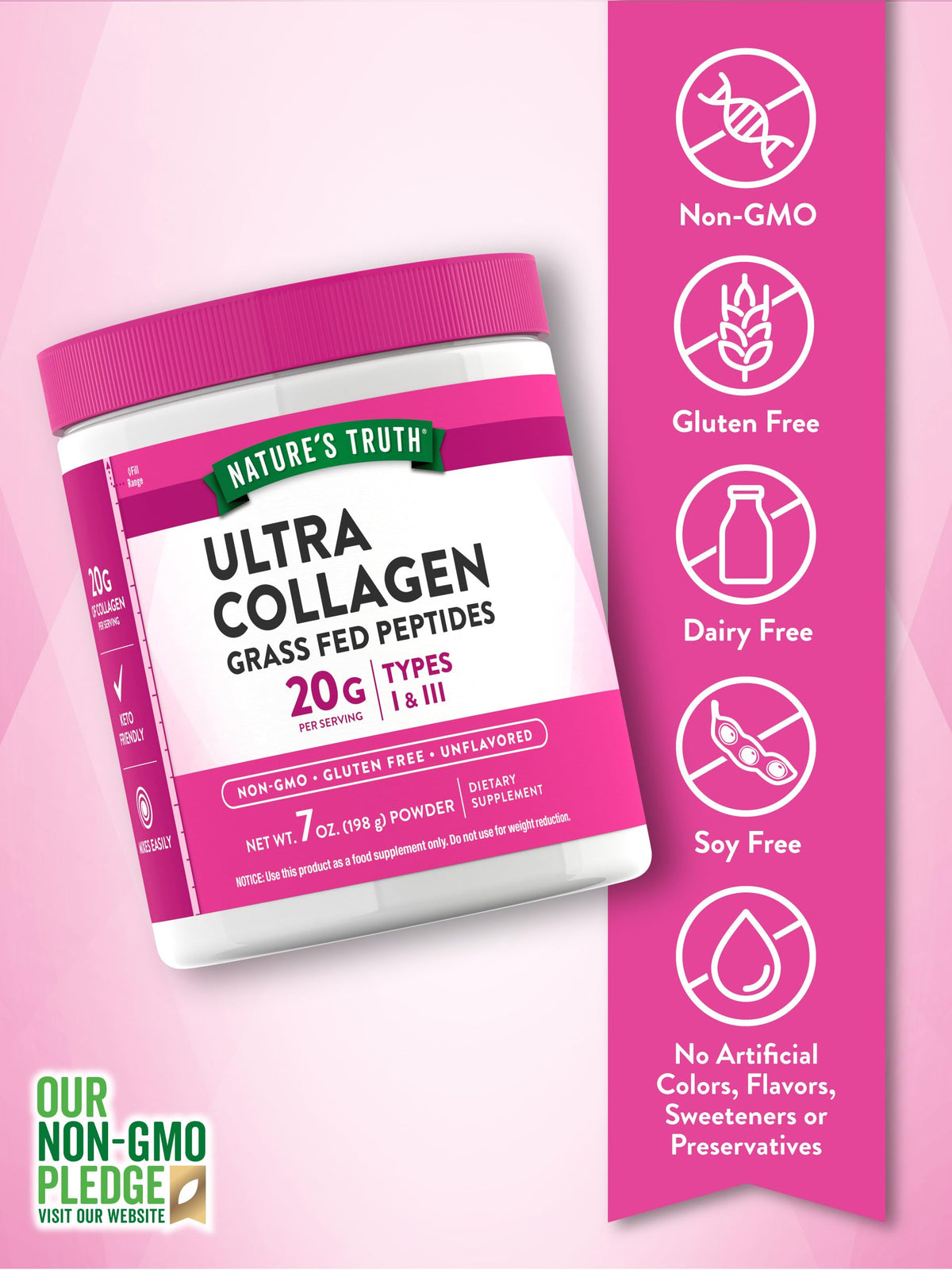 Collagen Powder 7 oz Type I and III Unflavored K27261