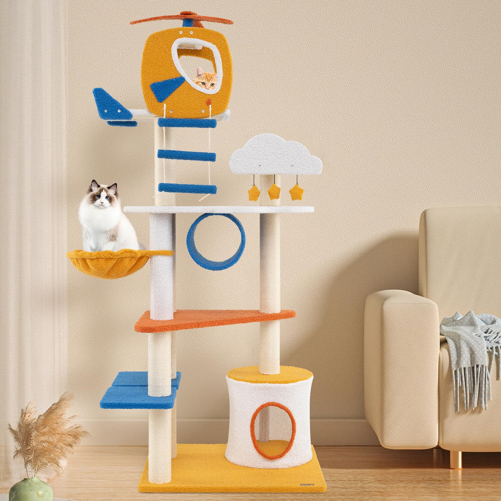 70 inch Multi-Level Cat Tree Tower with Scratching Posts G35187