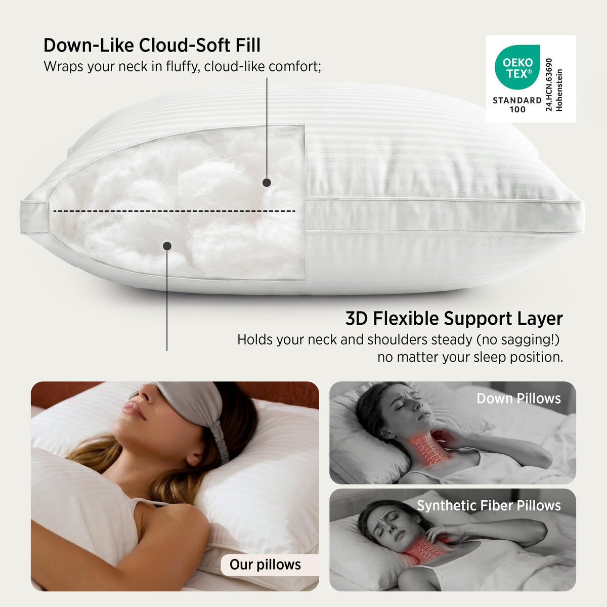 King Size Set of 2 Cotton Pillows G5439