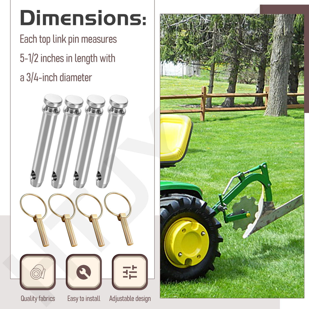 Cat 1 Top Link Pin Hitch Accessories, 4 Pack, 5-1/2, 3/4" Z643142