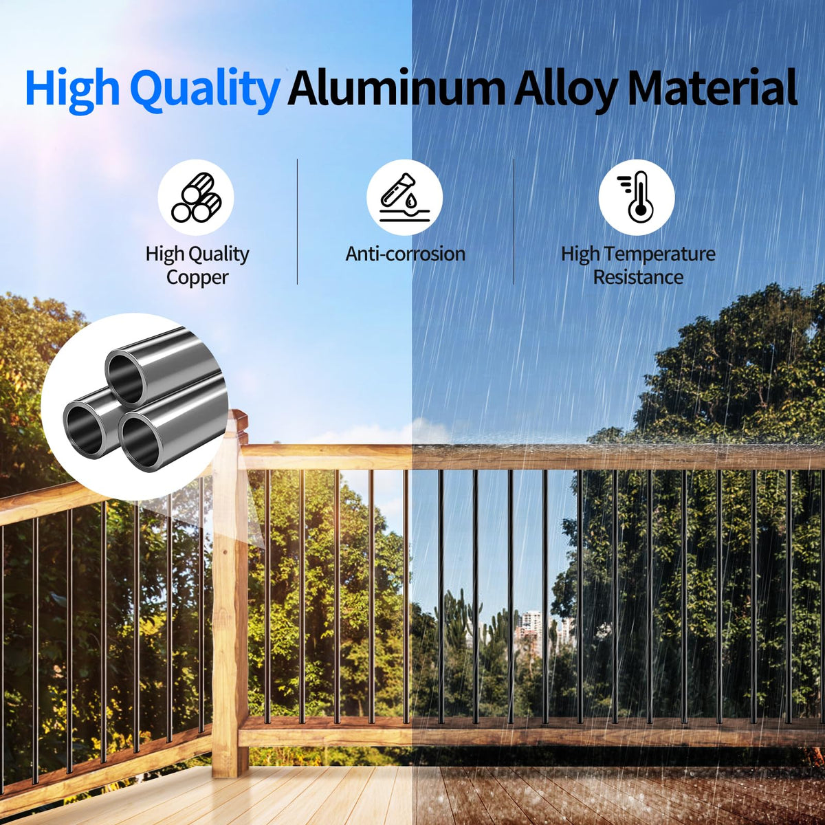 101 Pack 26" x 3/4" Black Round Aluminum Balusters B953322