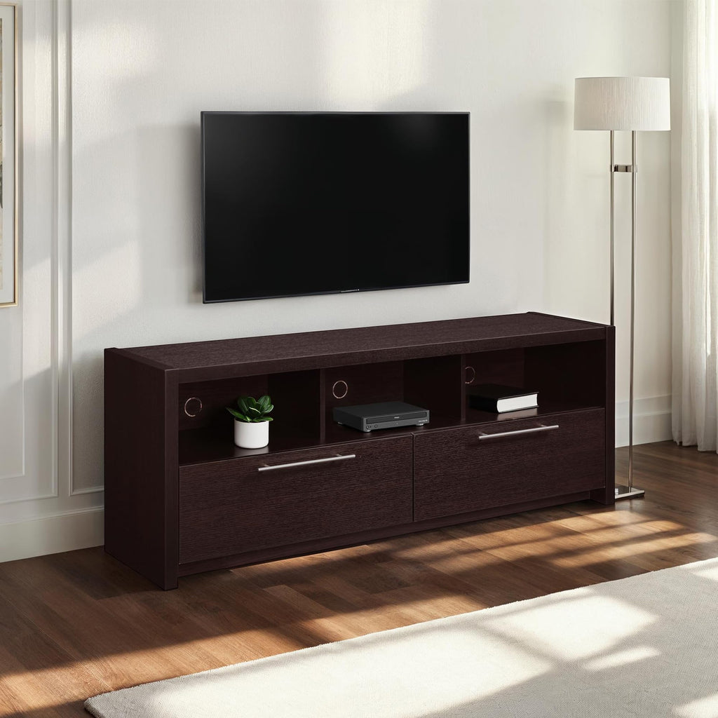 Espresso TV Stand with Storage Cabinets & Shelves I769