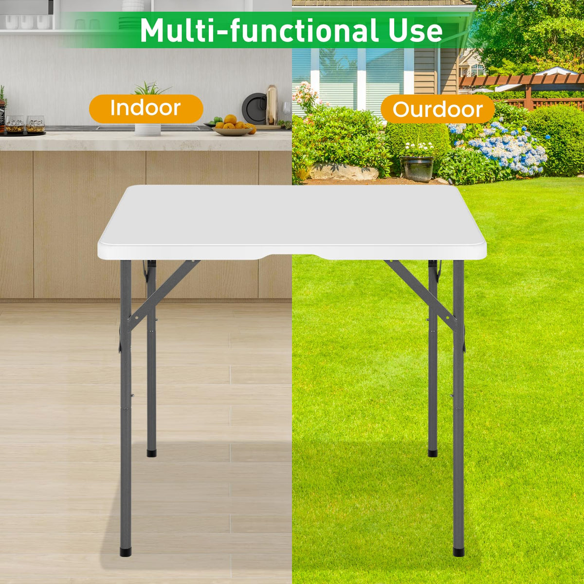 34 Inch Square Folding Table White O55031