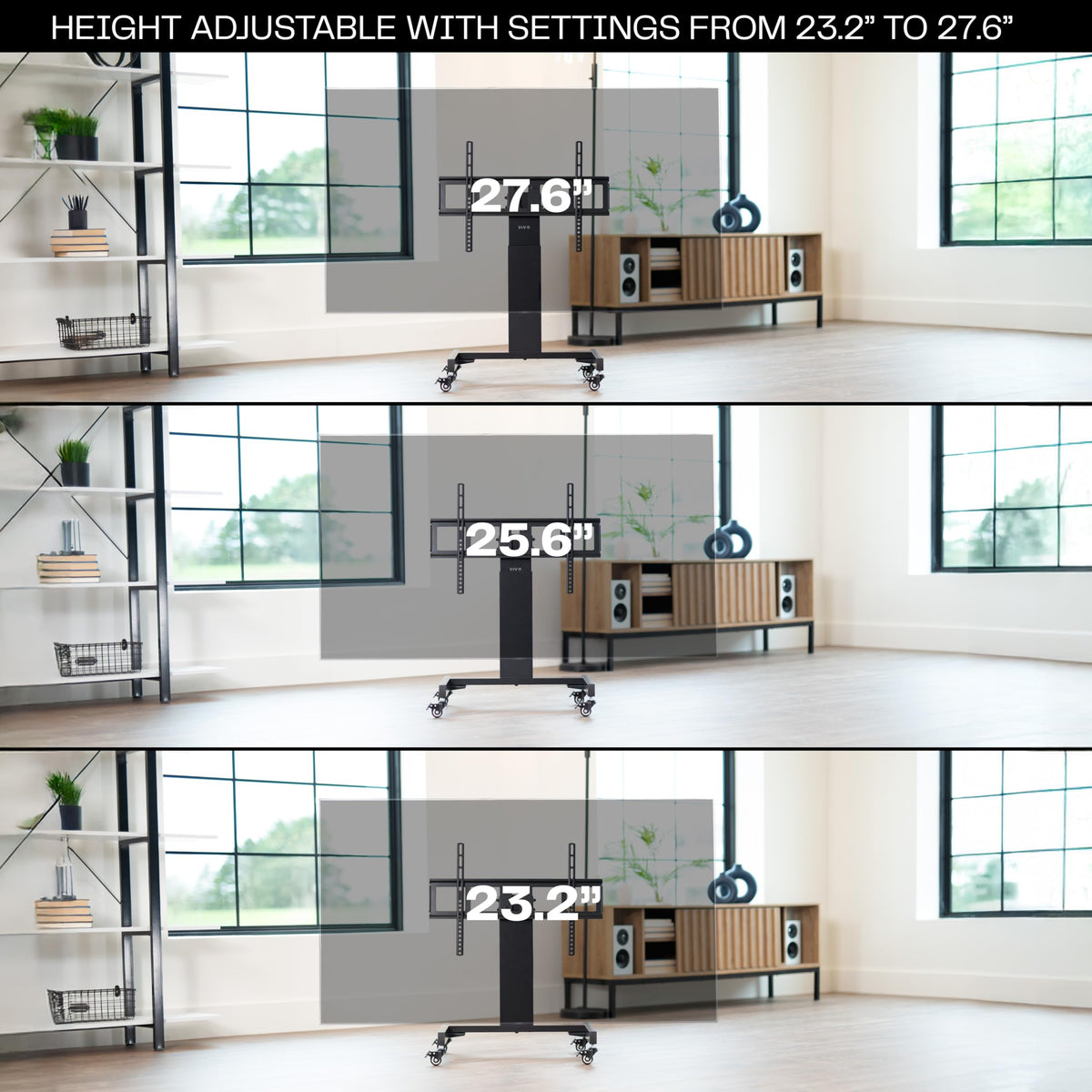 Low Height TV Cart for 32 to 75 inch Screens, Black Z8282