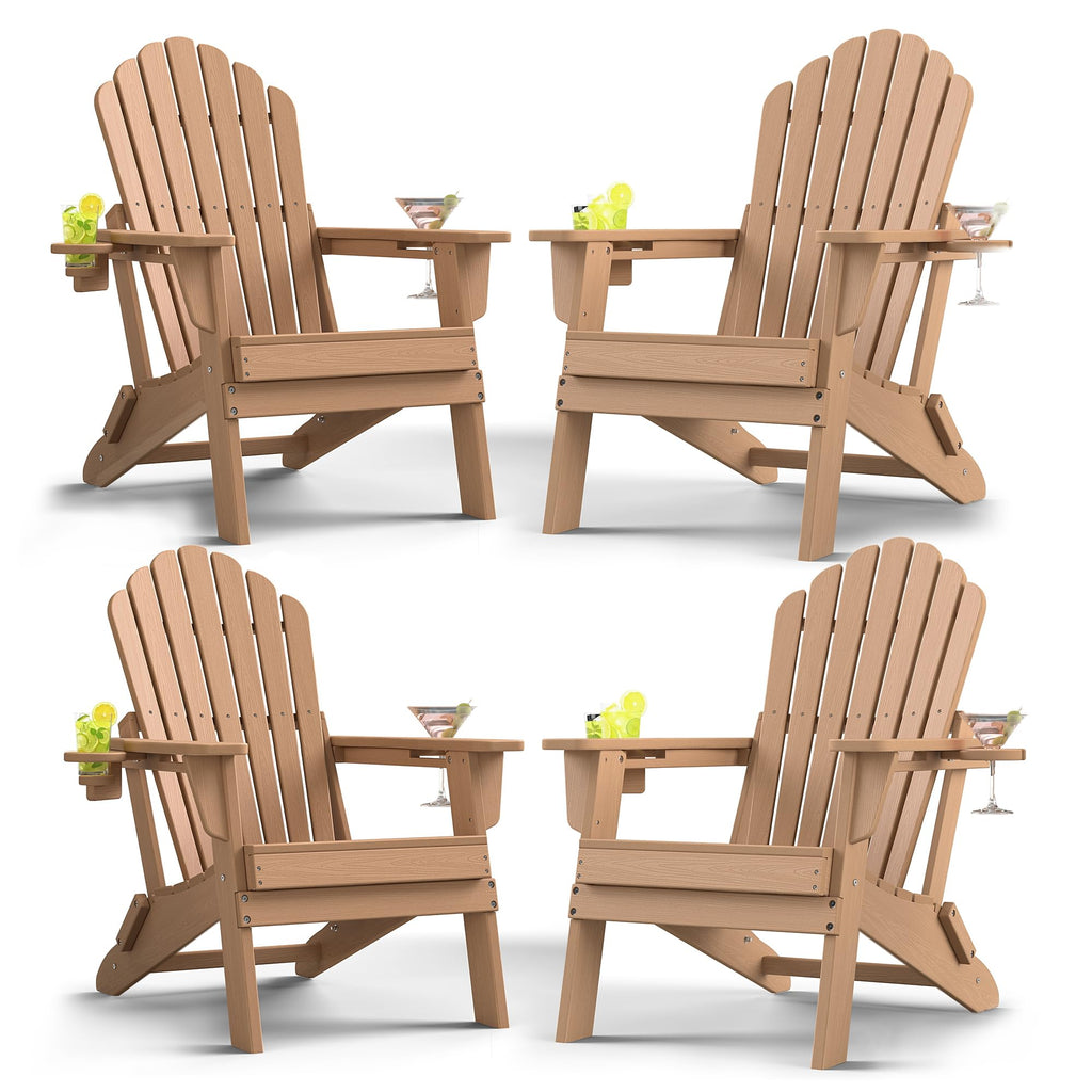 HDPE Adirondack Chair Set of 4 with Cup Holders W9188