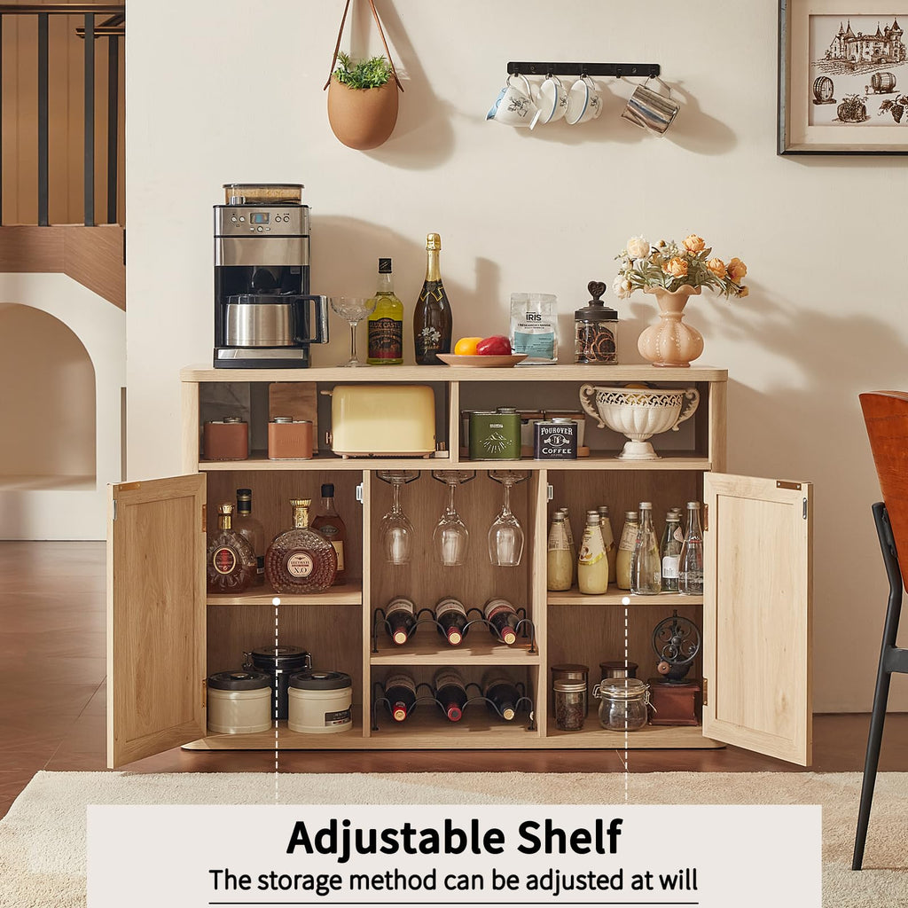 Rattan Wine Bar Cabinet with Storage Y317
