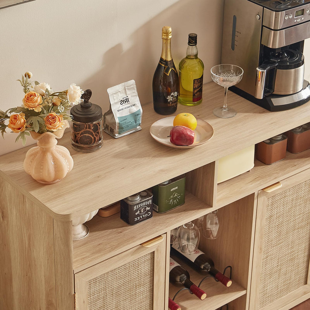 Rattan Wine Bar Cabinet with Storage Y317