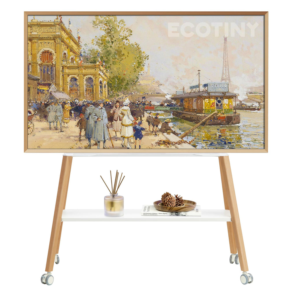 White Rolling Easel TV Stand E481296