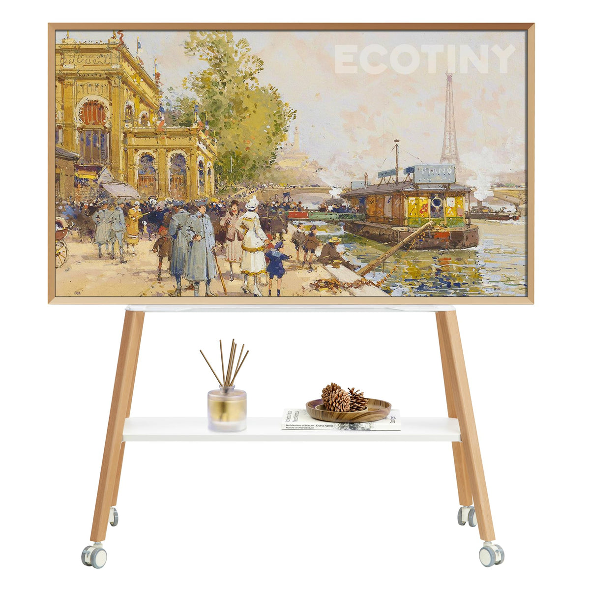 White Rolling Easel TV Stand E481296