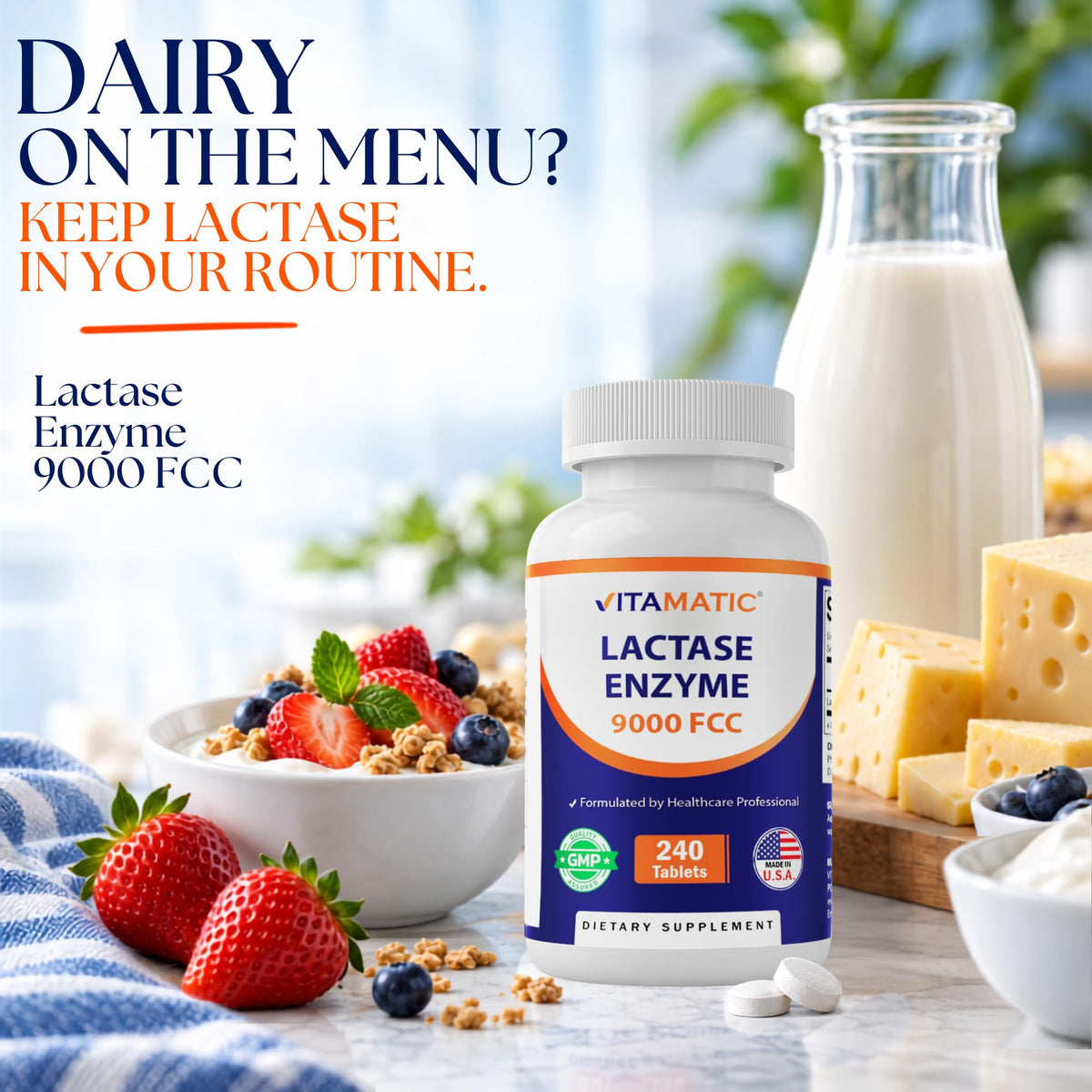 Lactase Enzyme 9000 FCC 240 Tablets A474