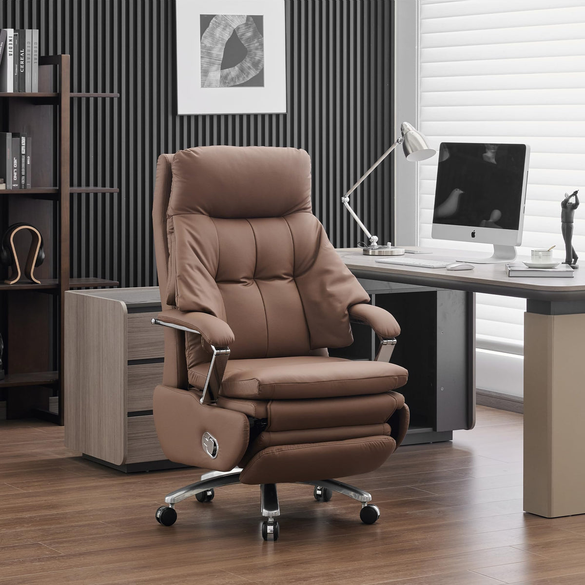Brown PU Leather Recliner Chair with Footrest 400LBS X181