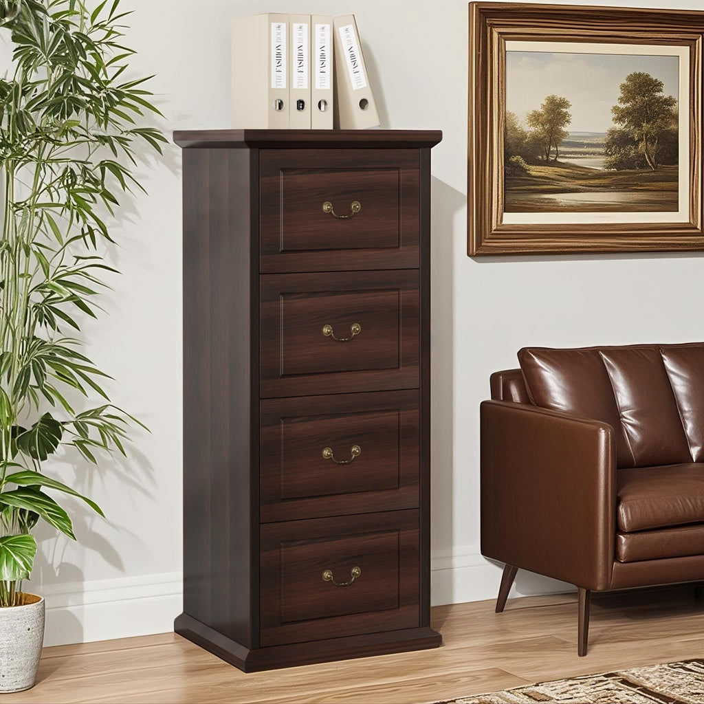 4 Drawer Dark Walnut File Cabinet L180235