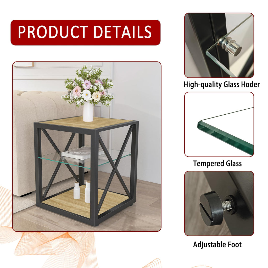 End Table Set of 2 with 3-Tier Storage Shelf U80271