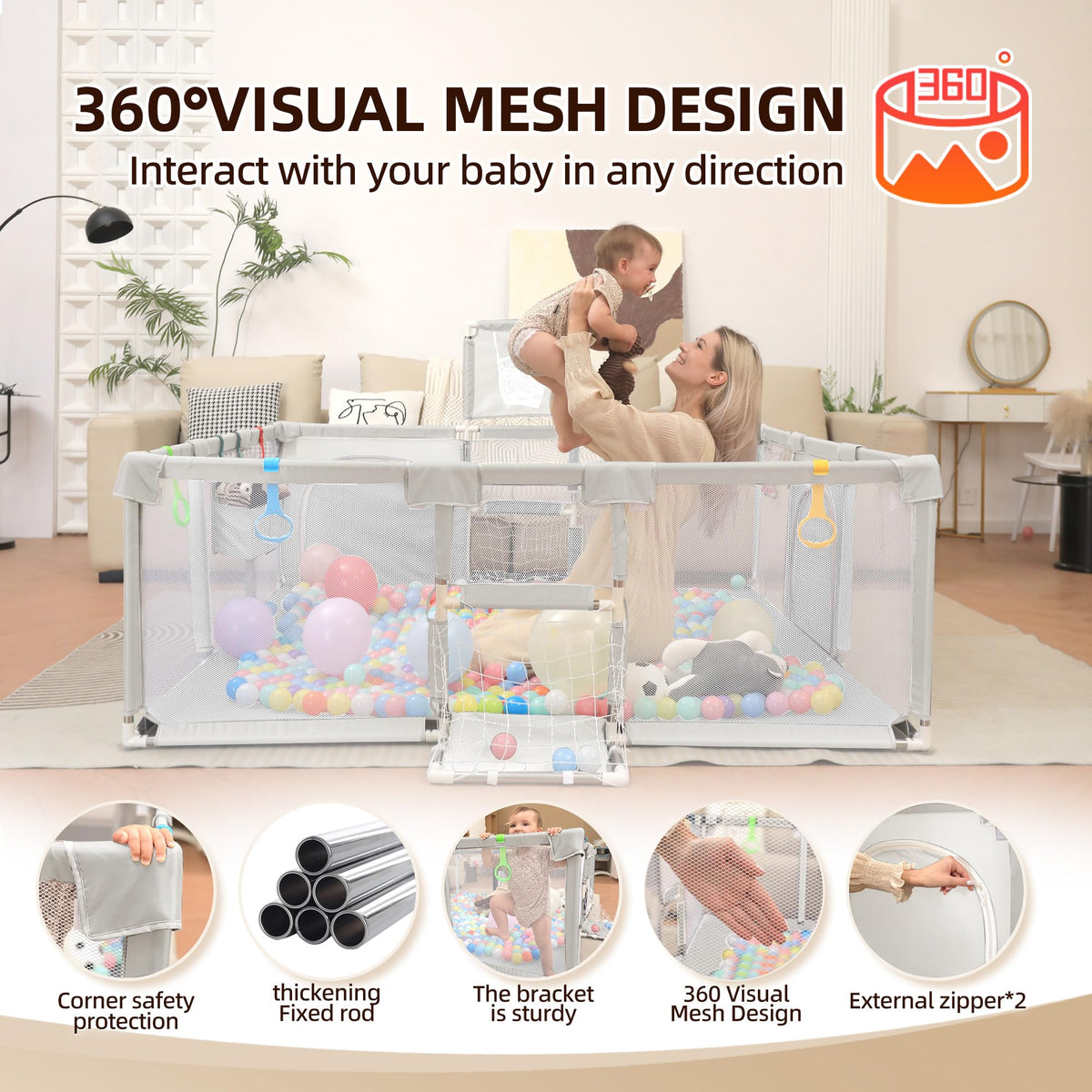 Baby Playpen with Mat 73"x71" R920