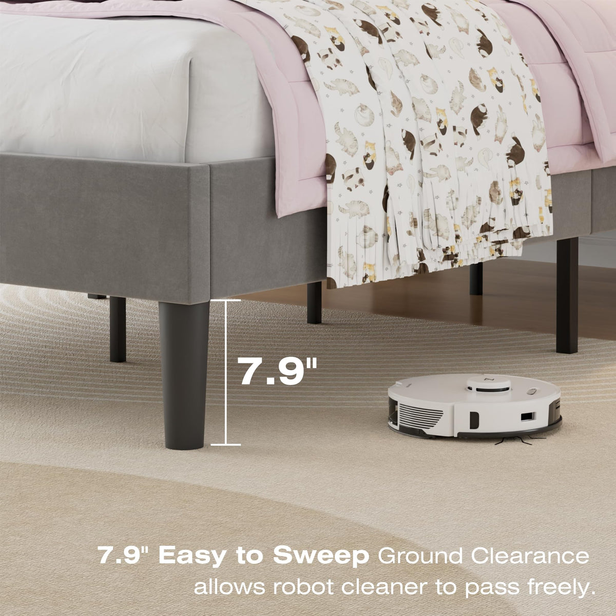 Twin Size Upholstered Bed Frame C686893