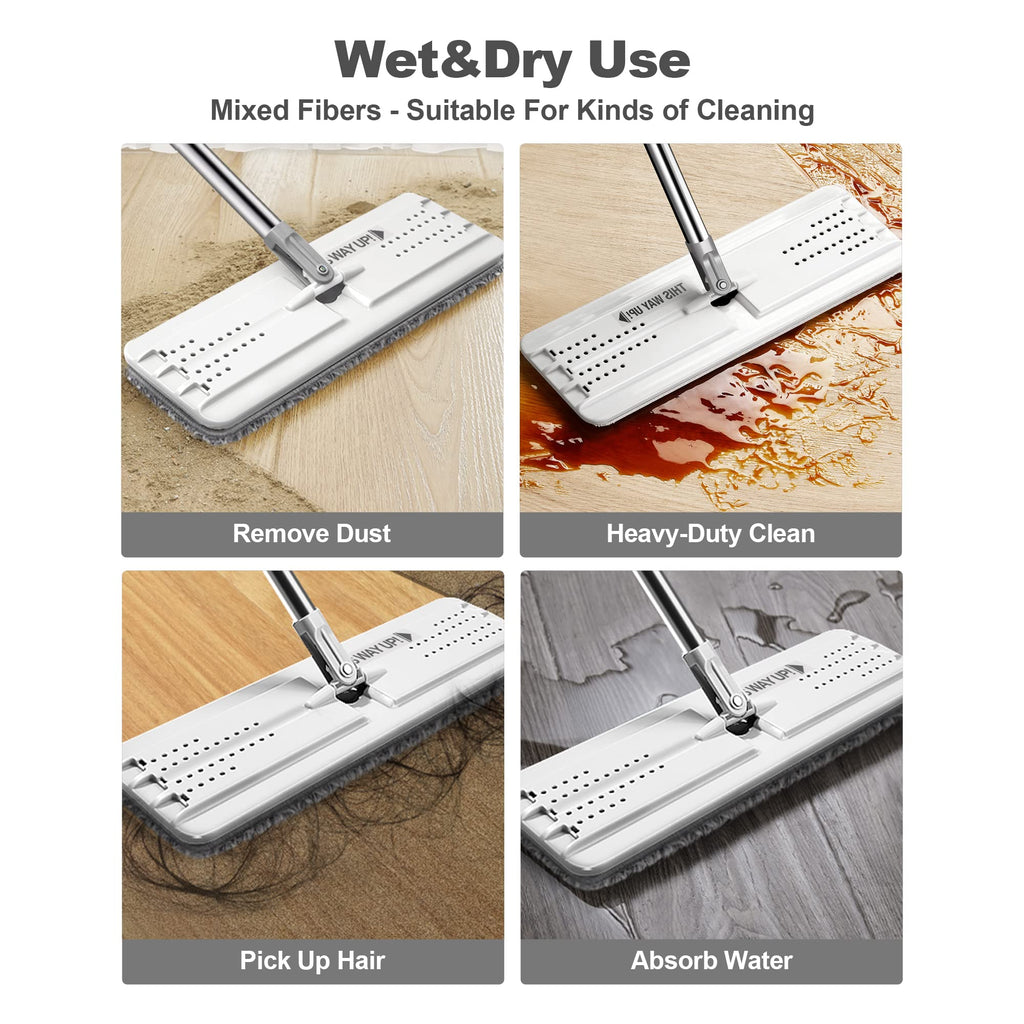 Wall Mop and Bucket Set with 3 Washable Microfiber Pads I74220