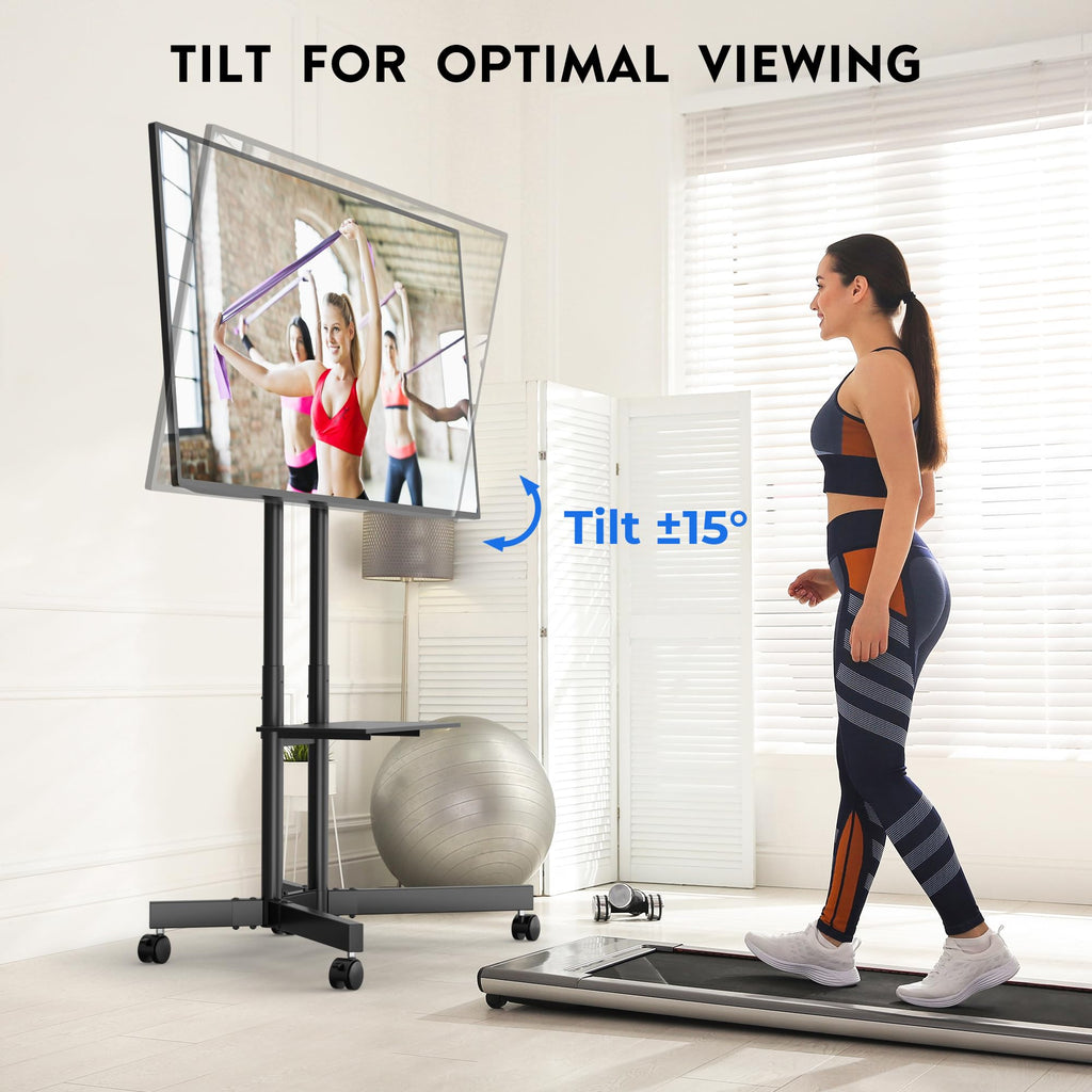 Rolling TV Stand with Tilt, Black S53501
