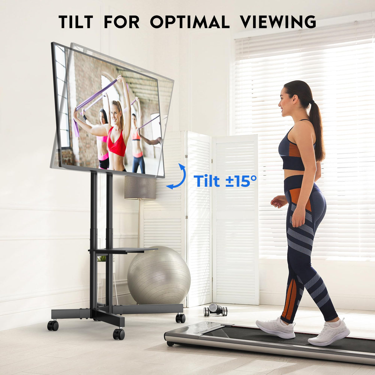 Rolling TV Stand with Tilt, Black S53501