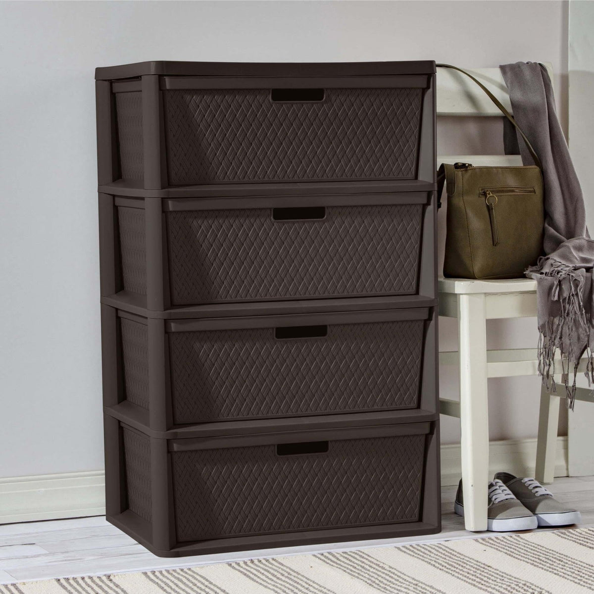 Brown 4 Drawer Storage Tower H35943