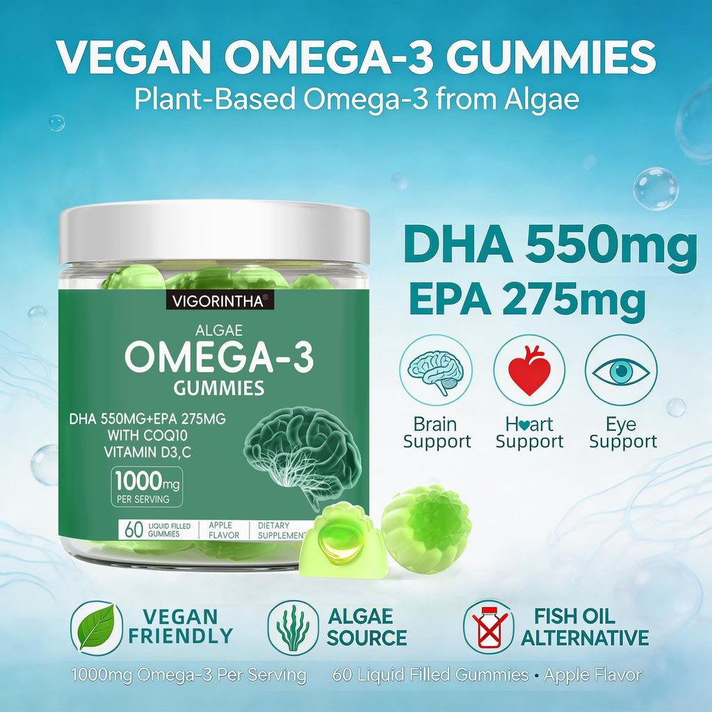 Vegan Omega-3 Algae Oil Softgels with DHA & EPA, 120 Softgels Q752896