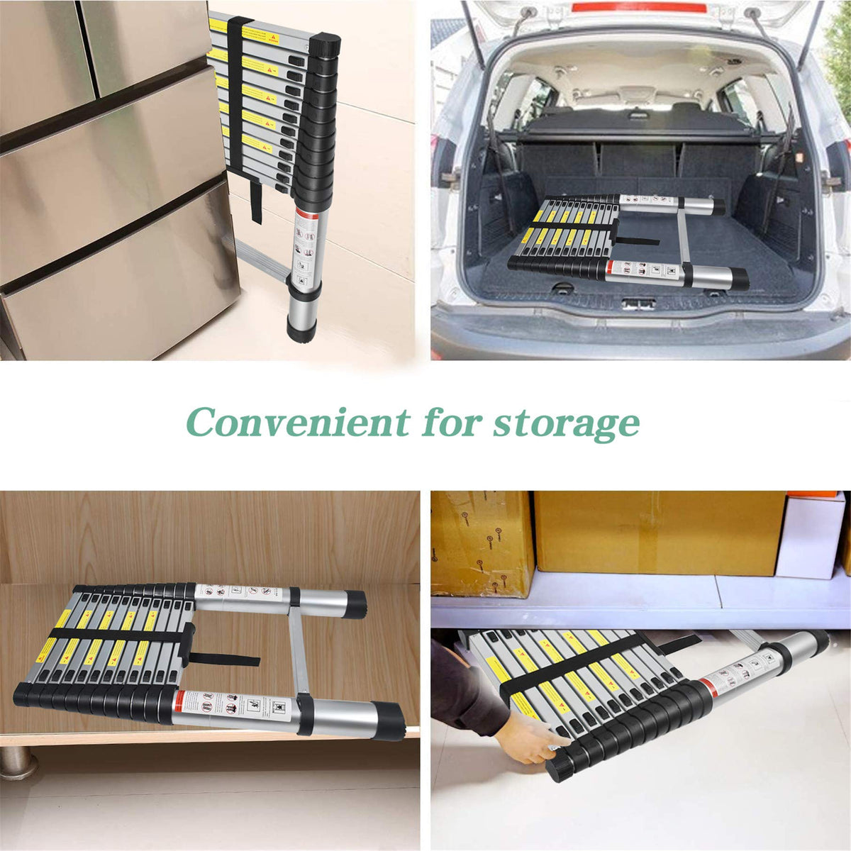 Aluminum Telescopic Extension Ladder 330 lbs Capacity 14.5FT B9503