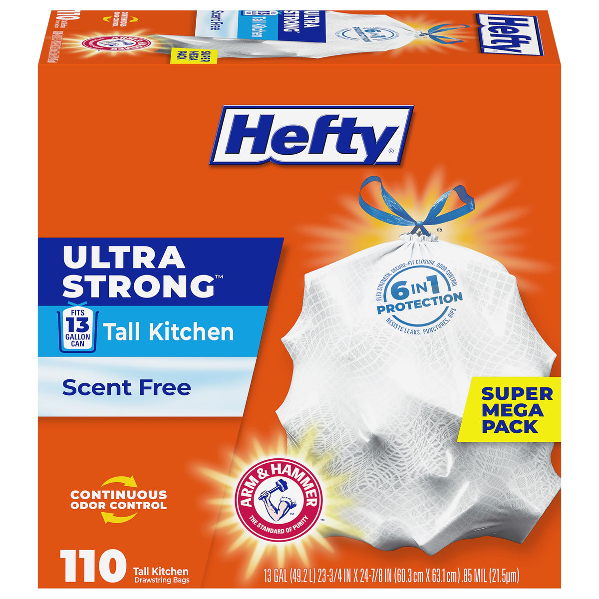 13 Gal White Unscented Kitchen Trash Bags T729087