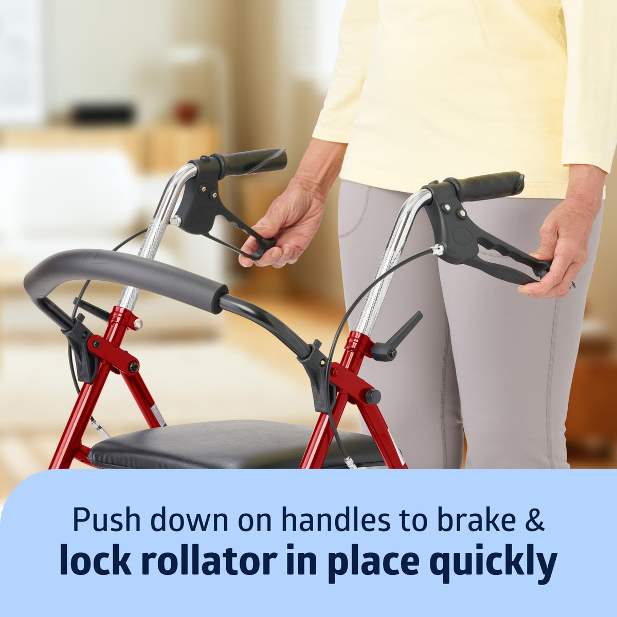 Steel Rollator Walker with 8 Inch Wheels, Red P730907