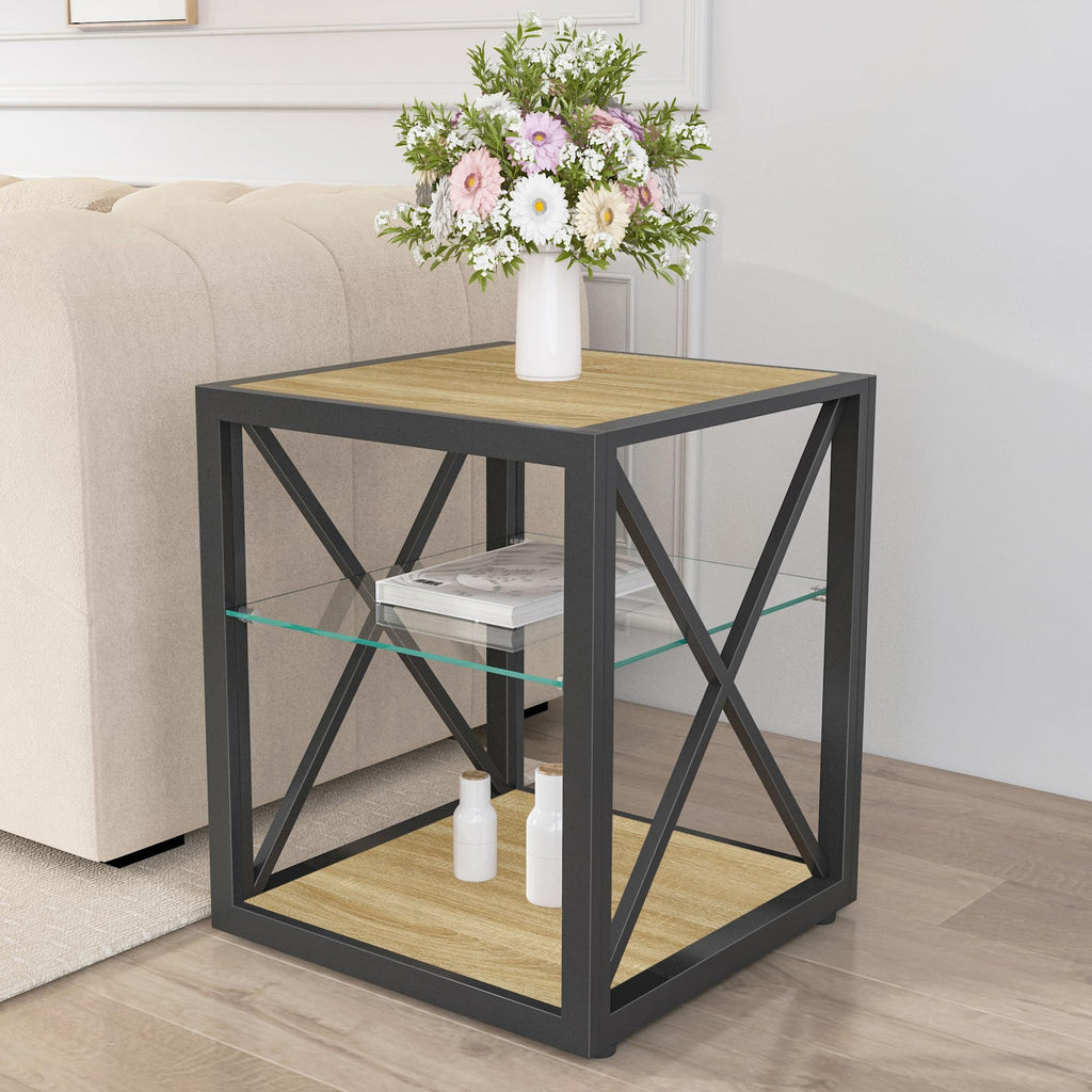 End Table Set of 2 with 3-Tier Storage Shelf U80271