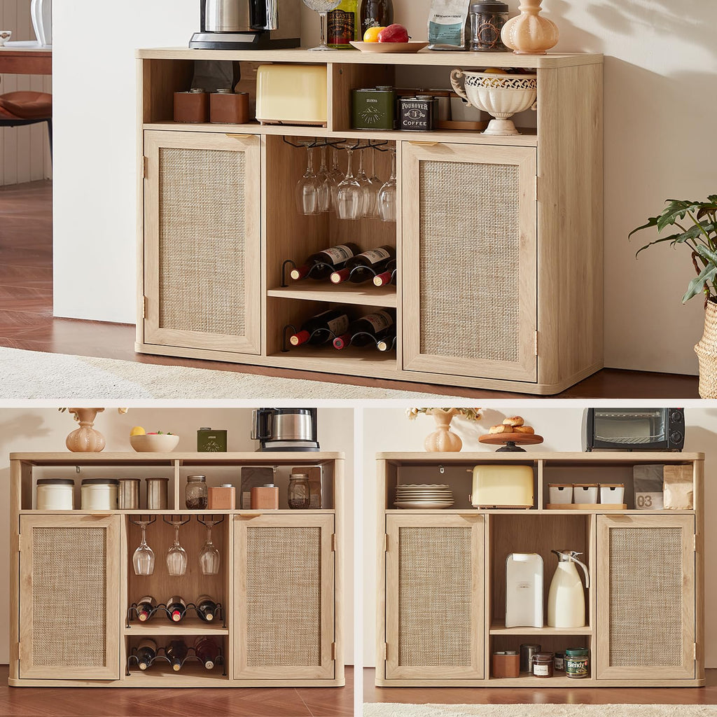 Rattan Wine Bar Cabinet with Storage Y317