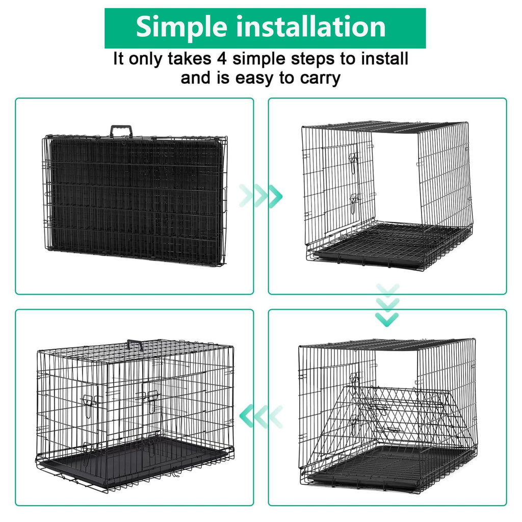 42 inch Folding Metal Wire Dog Crate with Double Door W433