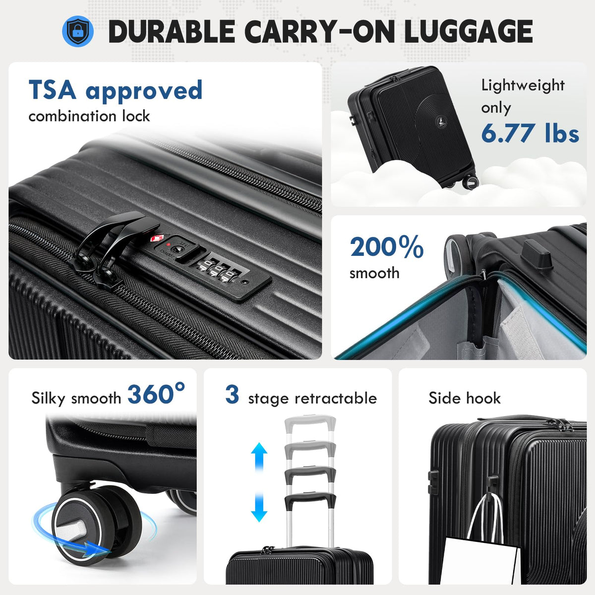 20 Inch Expandable Carry on Luggage U6785