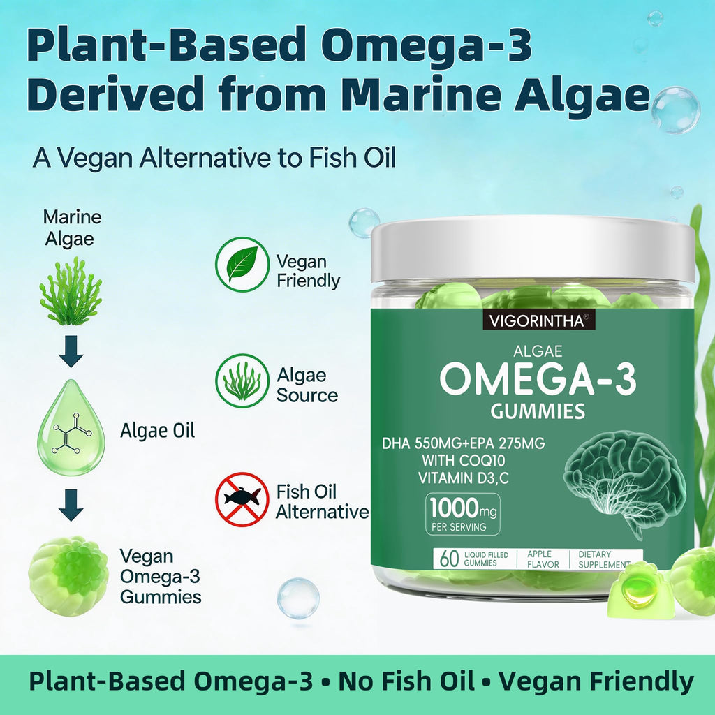 Vegan Omega-3 Algae Oil Softgels with DHA & EPA, 120 Softgels Q752896