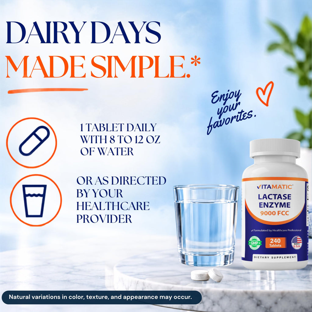 Lactase Enzyme 9000 FCC 240 Tablets A474