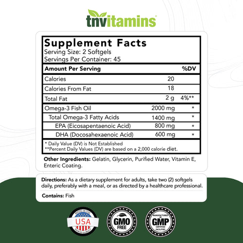 2000mg Omega-3 Fish Oil 90 Softgels Q921456