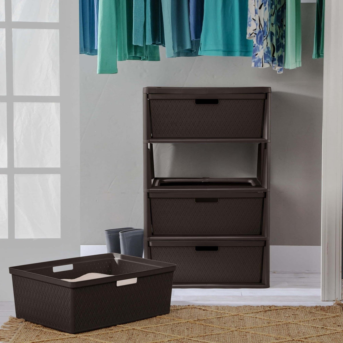 Brown 4 Drawer Storage Tower H35943