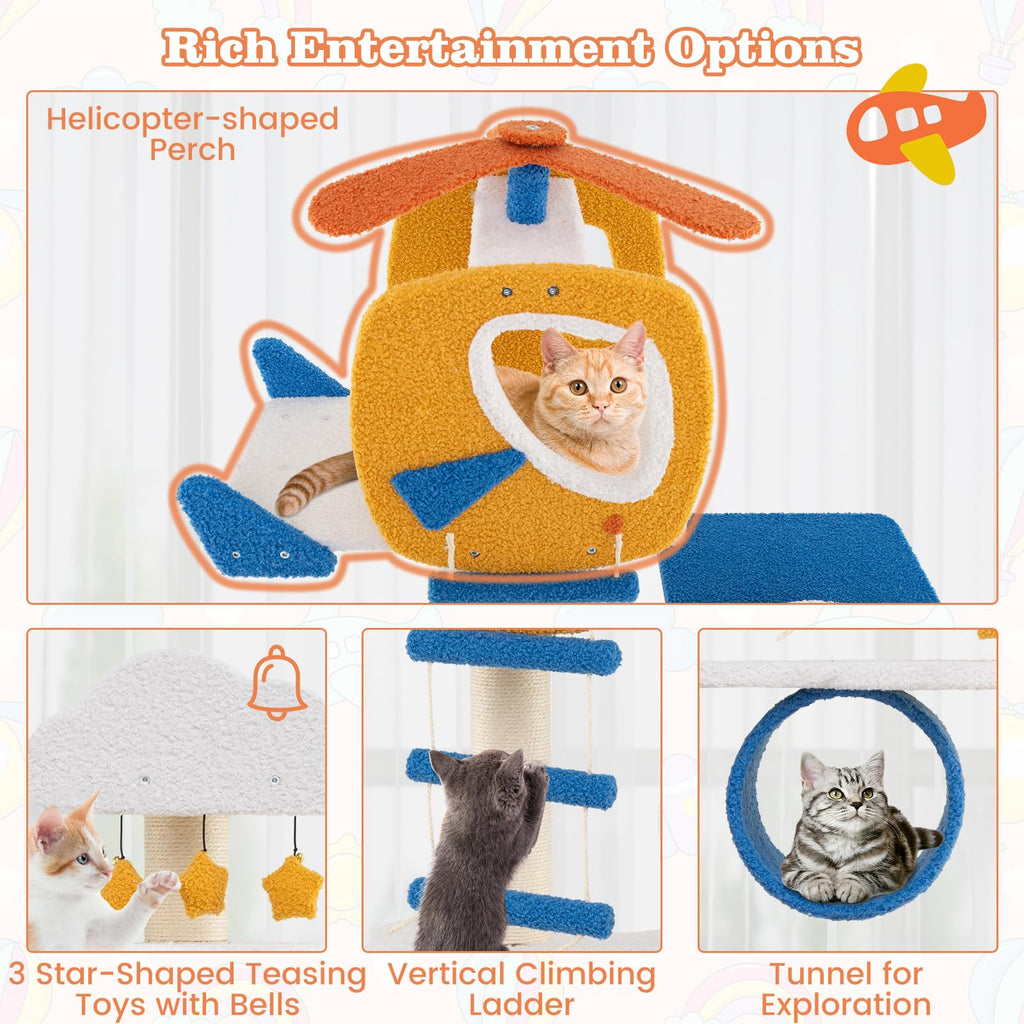 70 inch Multi-Level Cat Tree Tower with Scratching Posts G35187