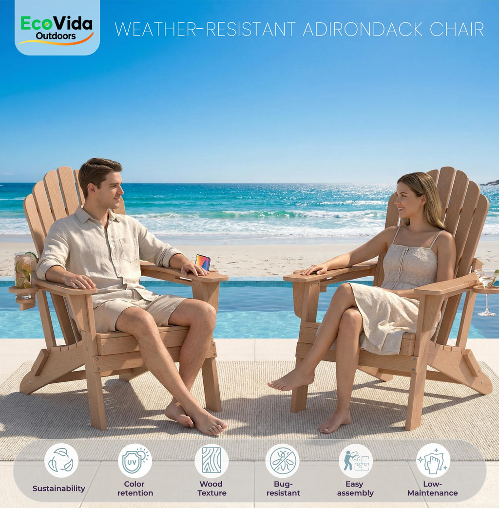 HDPE Adirondack Chair Set of 4 with Cup Holders W9188