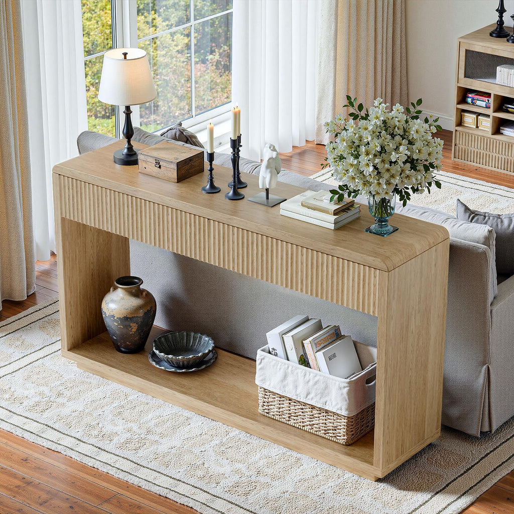 59'' Oak Console Table with Drawers I442139