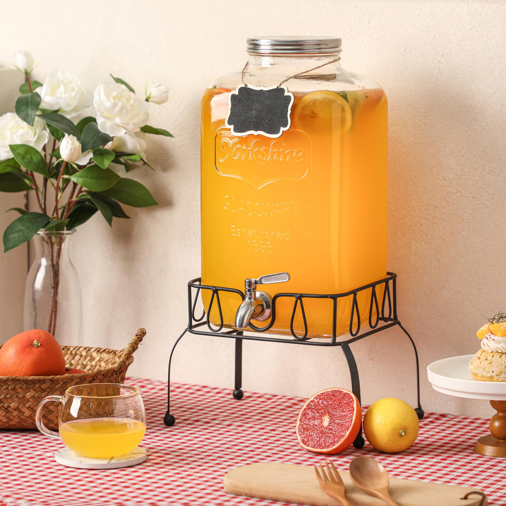 2 Gallon Glass Drink Dispenser with Stand N7712