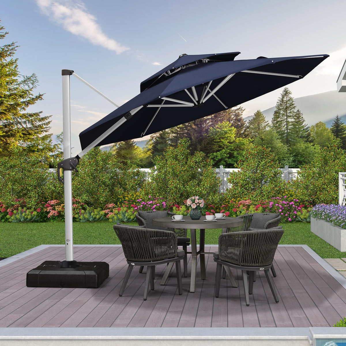 10 FT Navy Blue Cantilever Patio Umbrella I24176