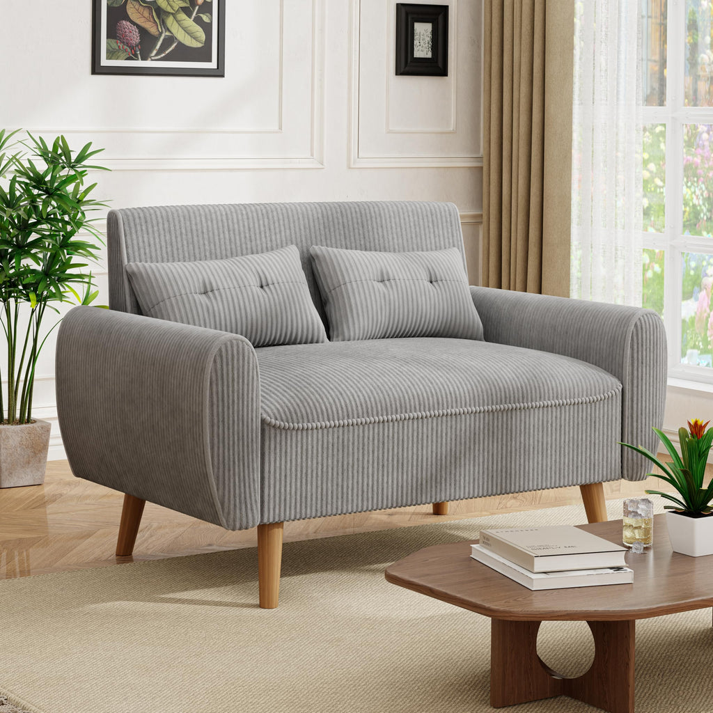 Light Grey 2 Seat Loveseat Sofa with Tapered Legs F91718