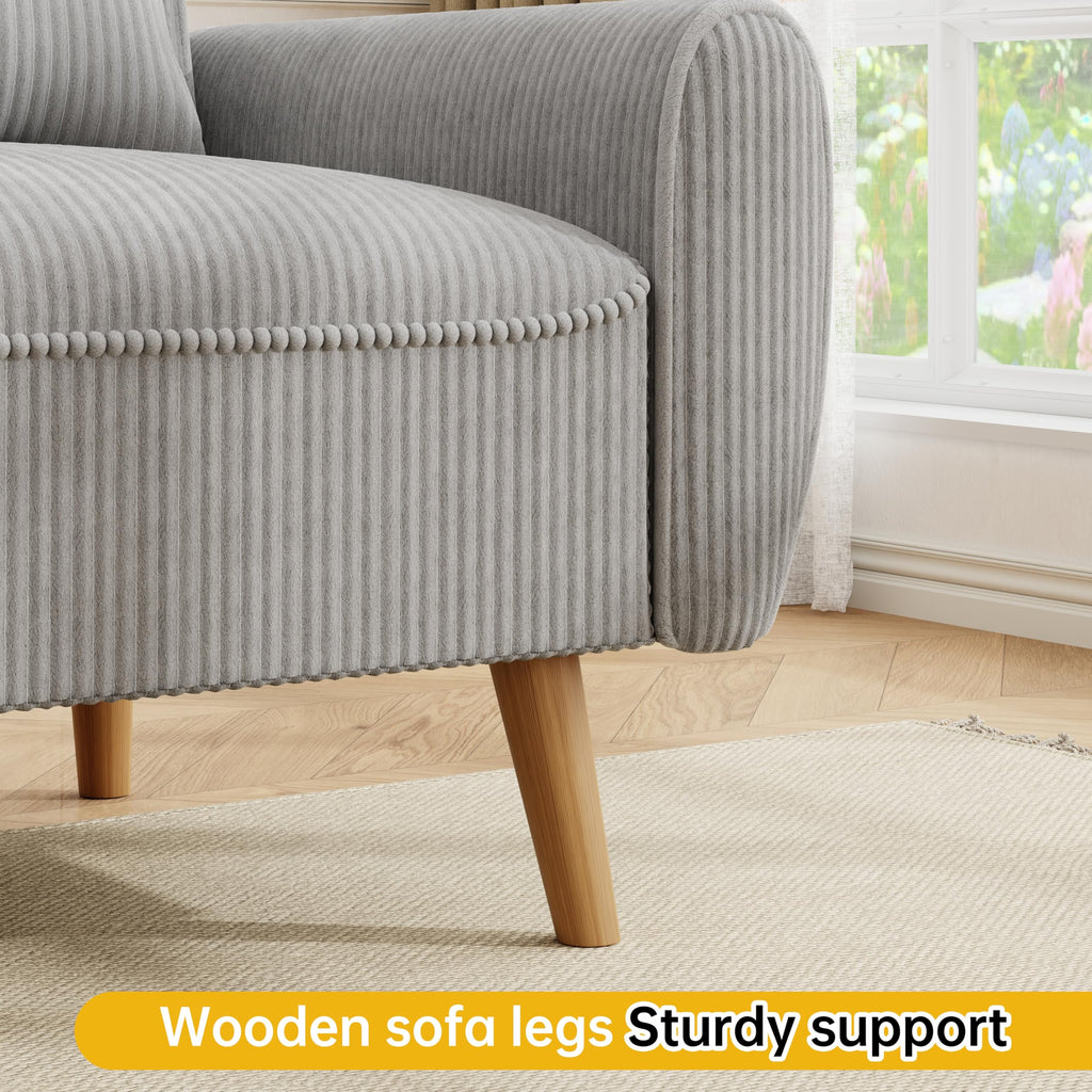 Light Grey 2 Seat Loveseat Sofa with Tapered Legs F91718