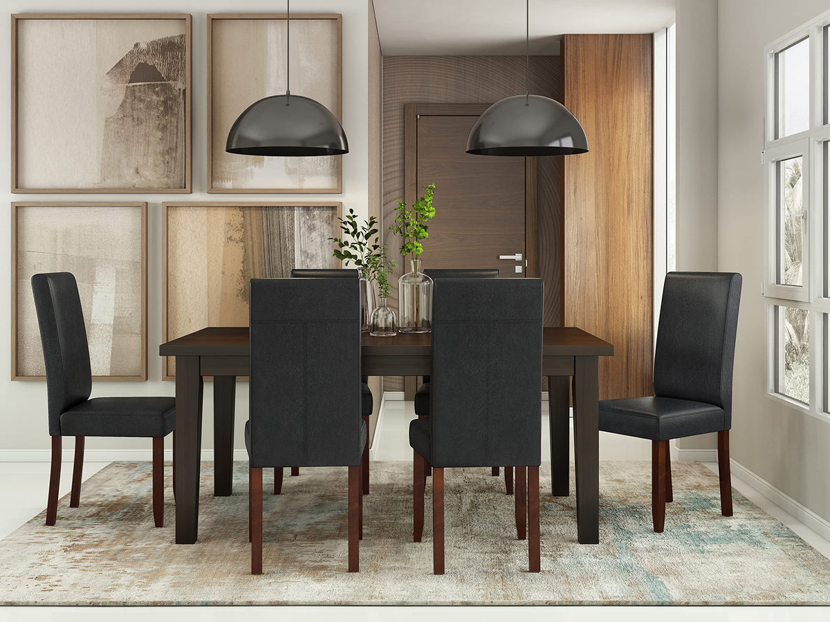 Vegan Leather Parsons Dining Chairs Black Set of 2 N264